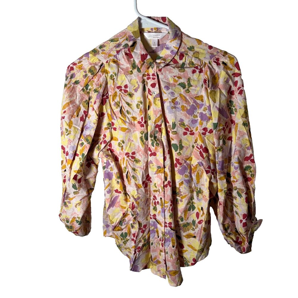 LC Lauren Conrad Blouse Women's Small Button Up Collared 3/4 Sleeve Casual